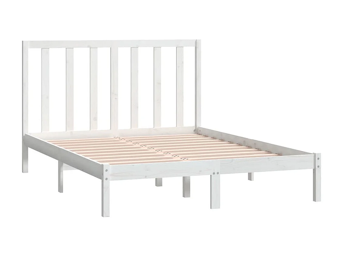 Lit-140x190 cm Blanc Bois de pin massif EGGB88818