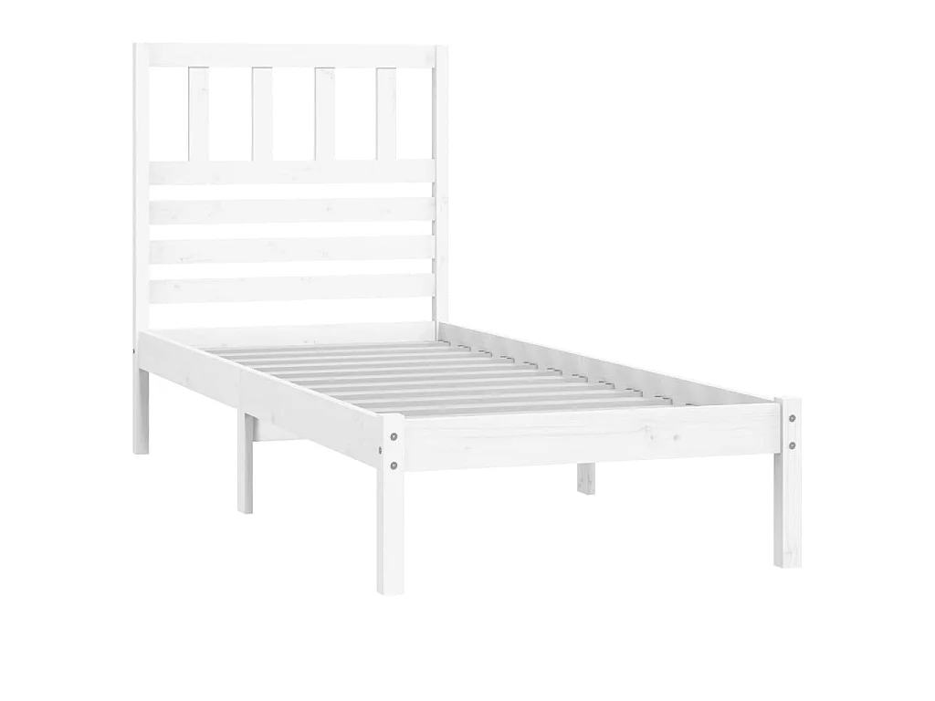Cama de solteiro pequena 75x190cm pinho maciço branco PT910664