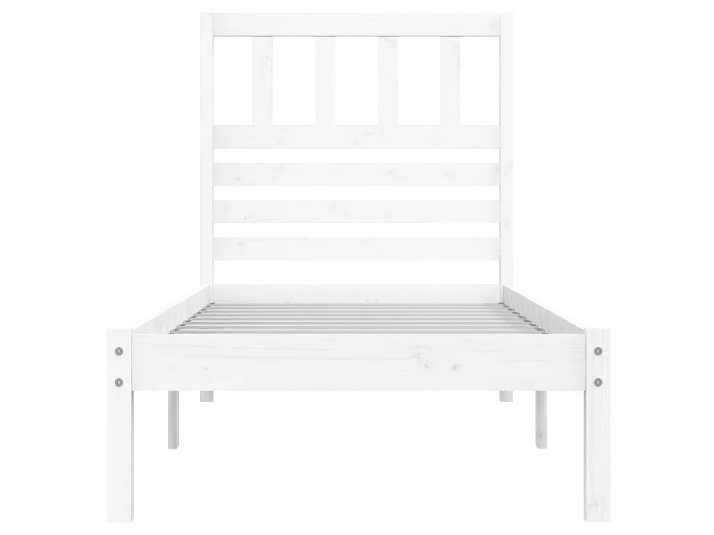 Cama de solteiro pequena 75x190cm pinho maciço branco PT910664