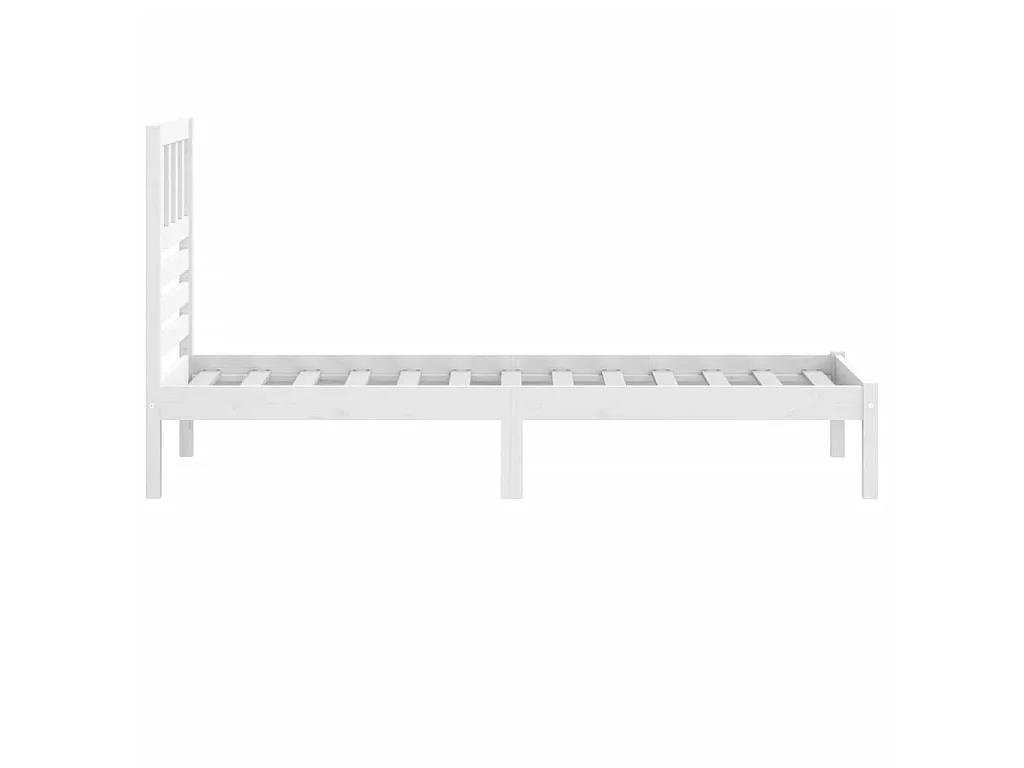Cama de solteiro pequena 75x190cm pinho maciço branco PT910664