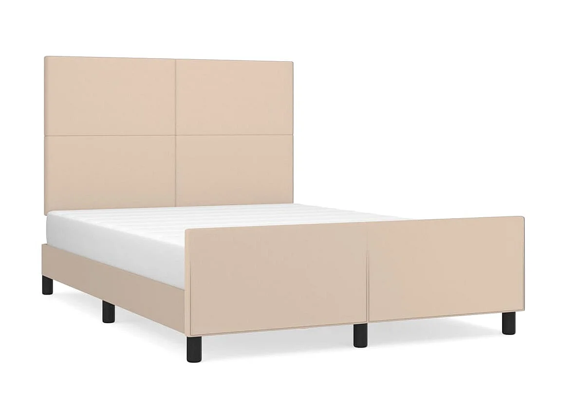 Cama 140x200 cm cabecero cuero sintético capuchino ES64475
