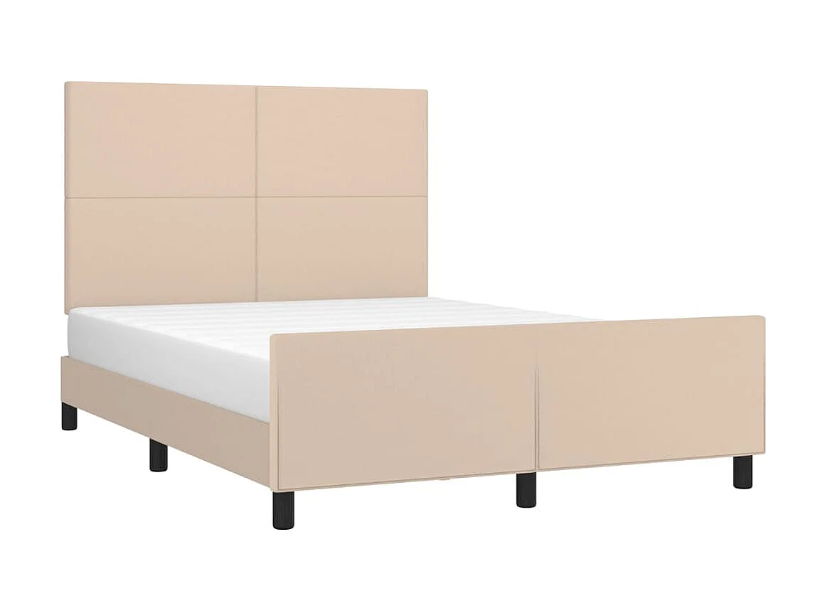 Cama 140x200 cm cabecero cuero sintético capuchino ES64475