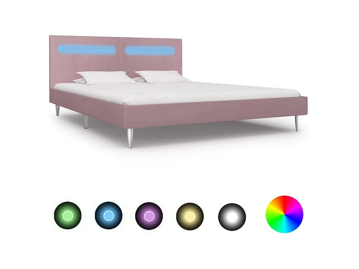 Lit-180x200 cm avec LED Rose Tissu EGGB71237