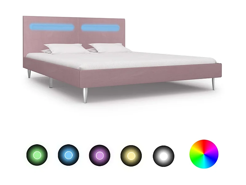 Cama com LED 180x200 cm tecido cor-de-rosa PT859702