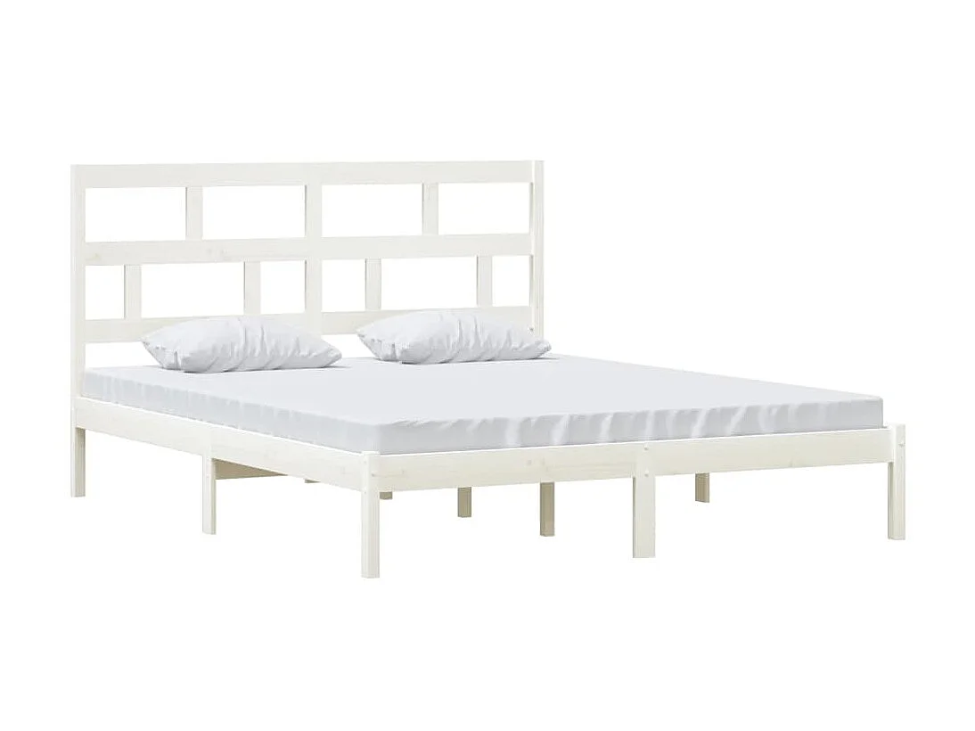 Cama 160x200 cm madeira de pinho maciça branco PT645061