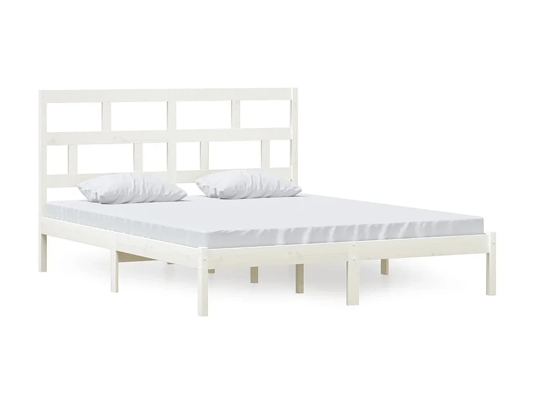 Cama 160x200 cm madeira de pinho maciça branco PT645061