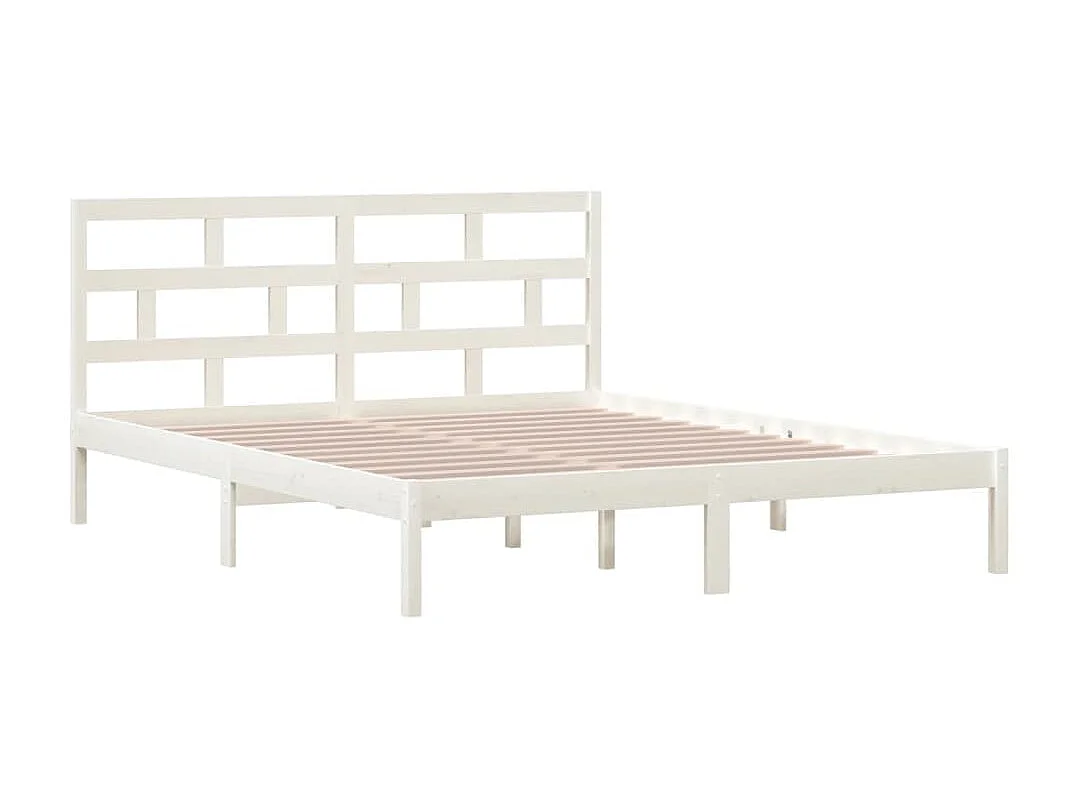 Cama 160x200 cm madeira de pinho maciça branco PT645061