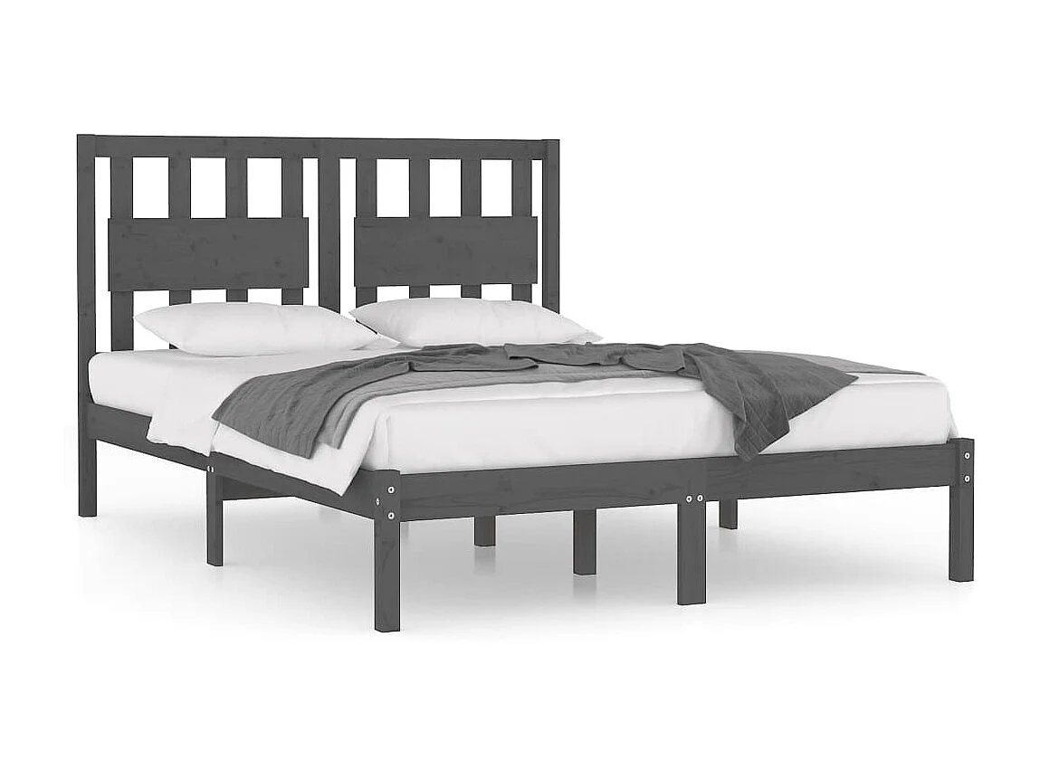 Lit-200x200 cm Gris Bois de pin massif EGGB28577