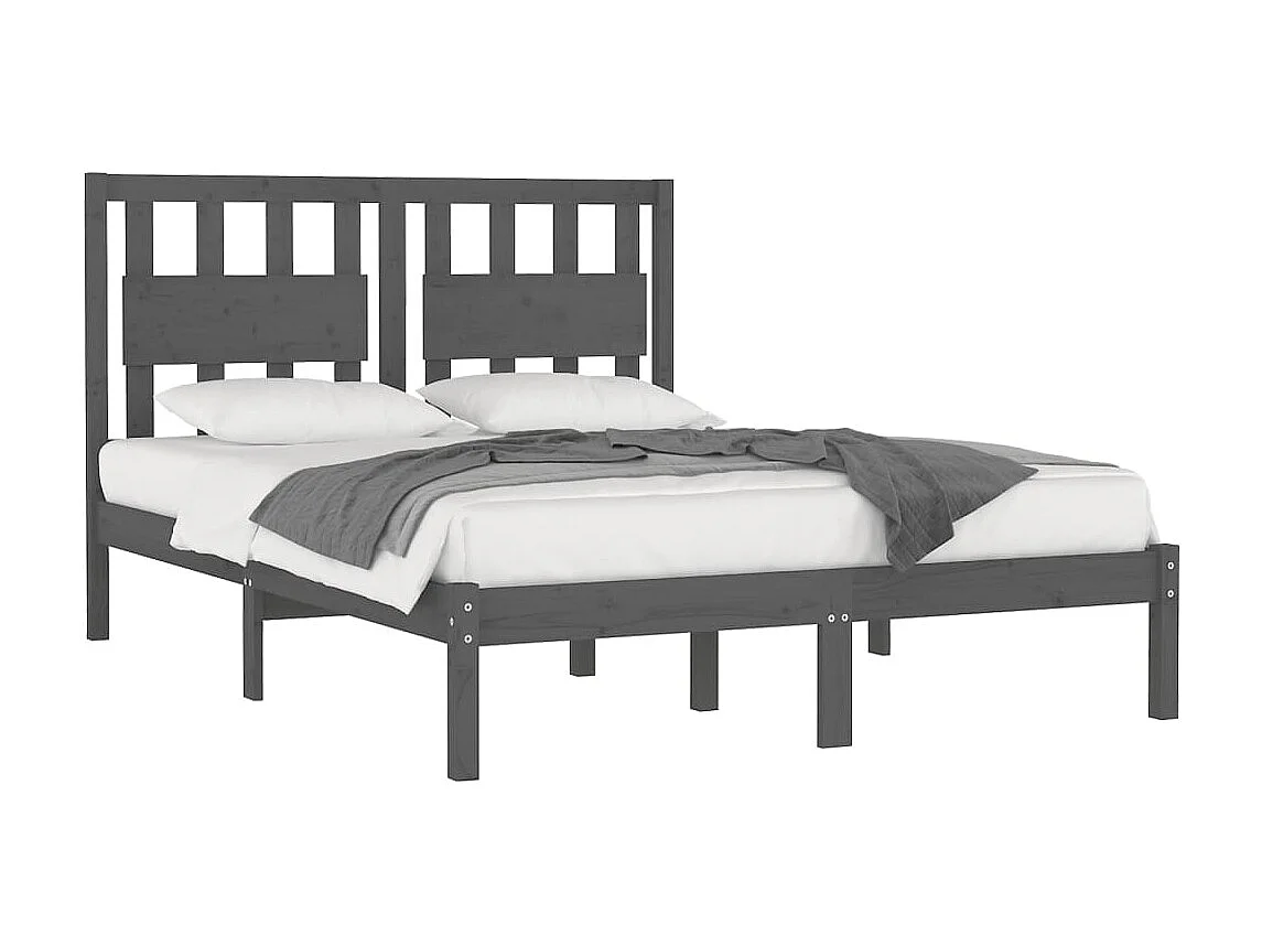 Lit-200x200 cm Gris Bois de pin massif EGGB28577