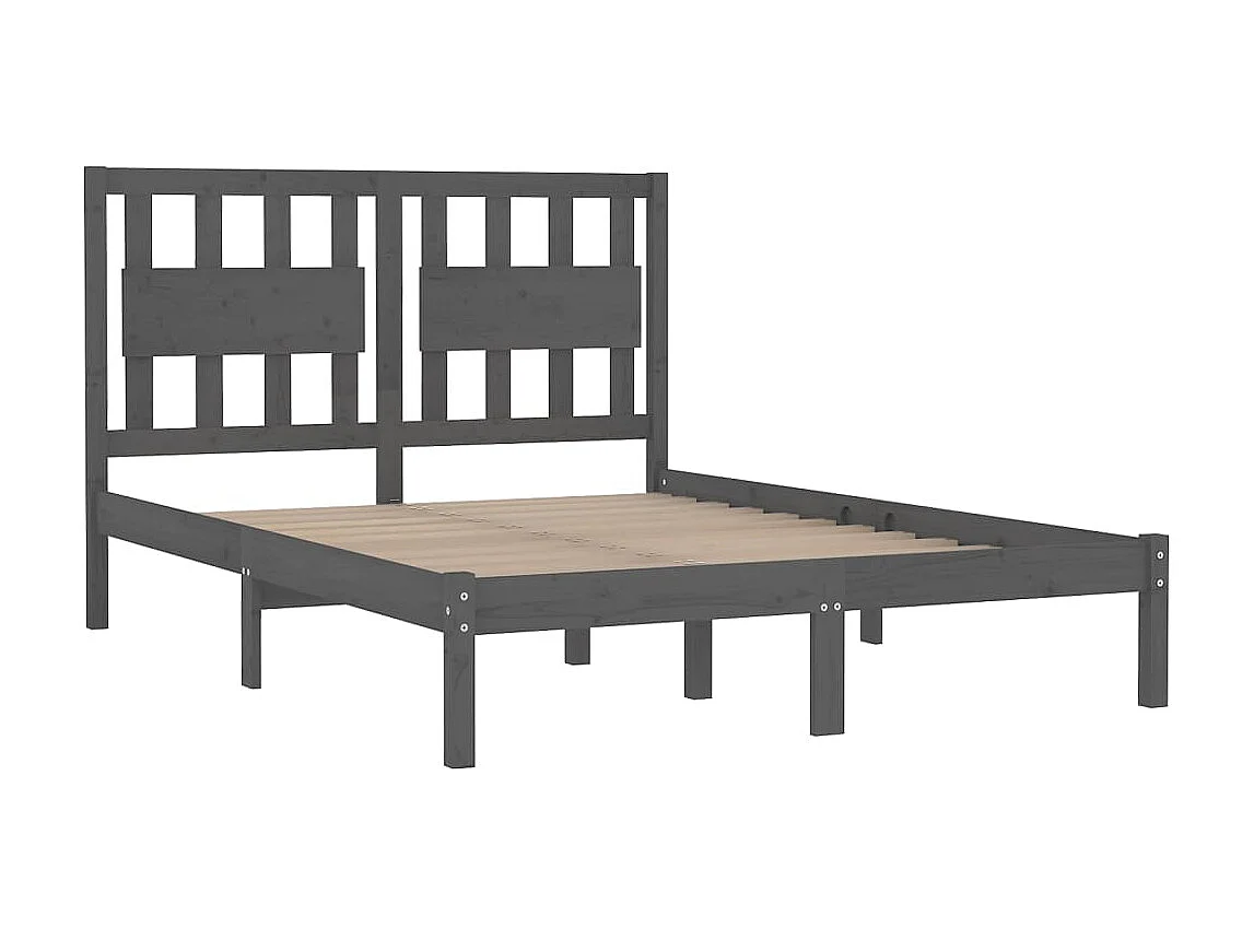 Lit-200x200 cm Gris Bois de pin massif EGGB28577