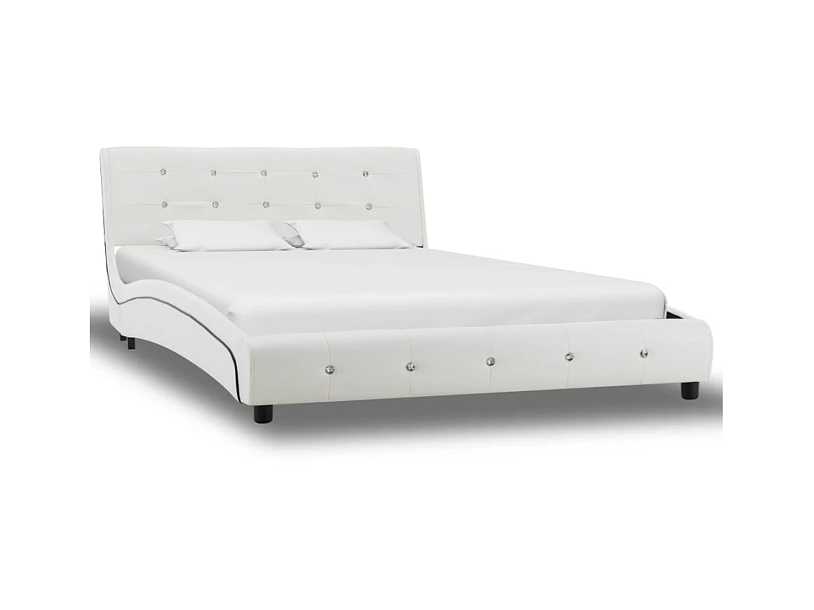 Cama 120x200 cm couro artificial branco PT477315