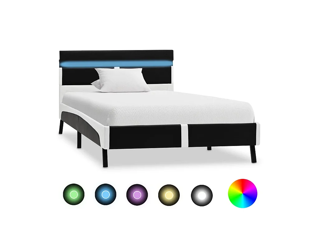 Lit-90x200 cm avec LED Noir Similicuir EGGB26326