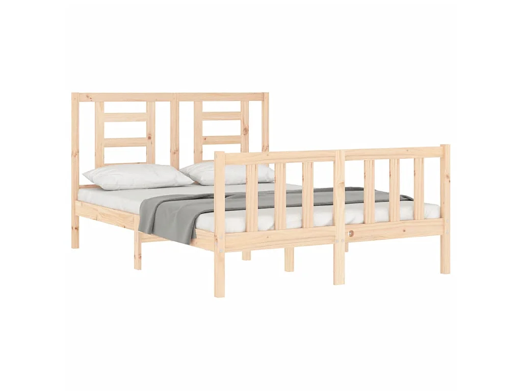 Cama com cabeceira 140x190 cm madeira maciça PT893658