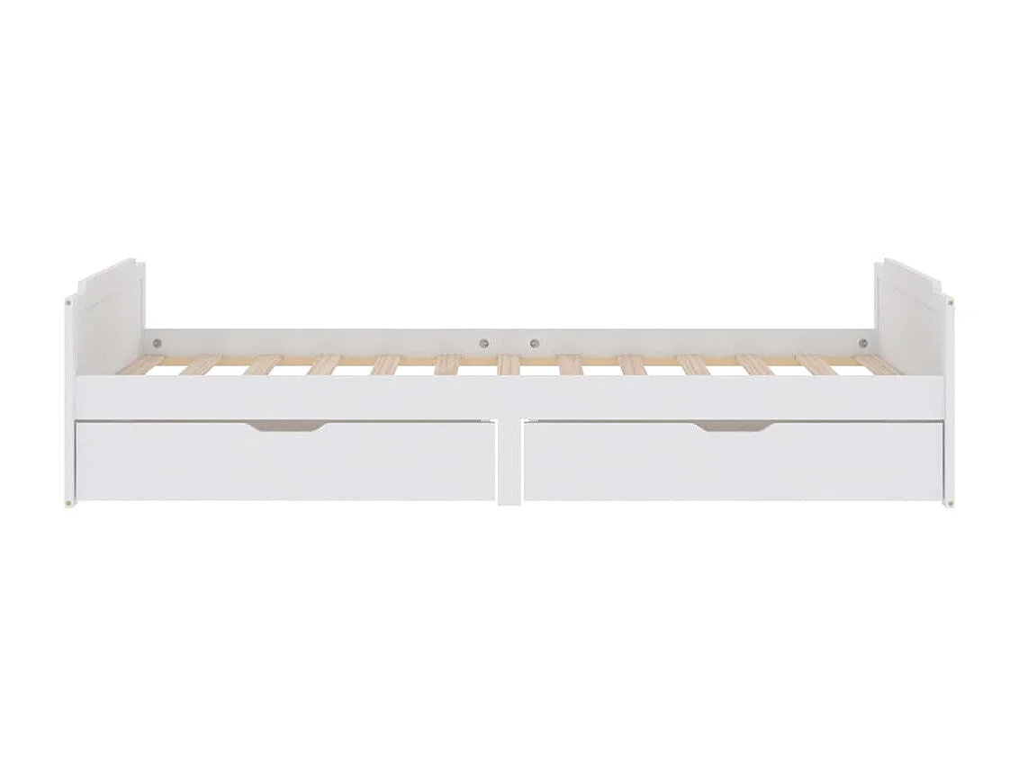 Lit-90x200 cm avec tiroirs Blanc Bois de pin massif EGGB78001