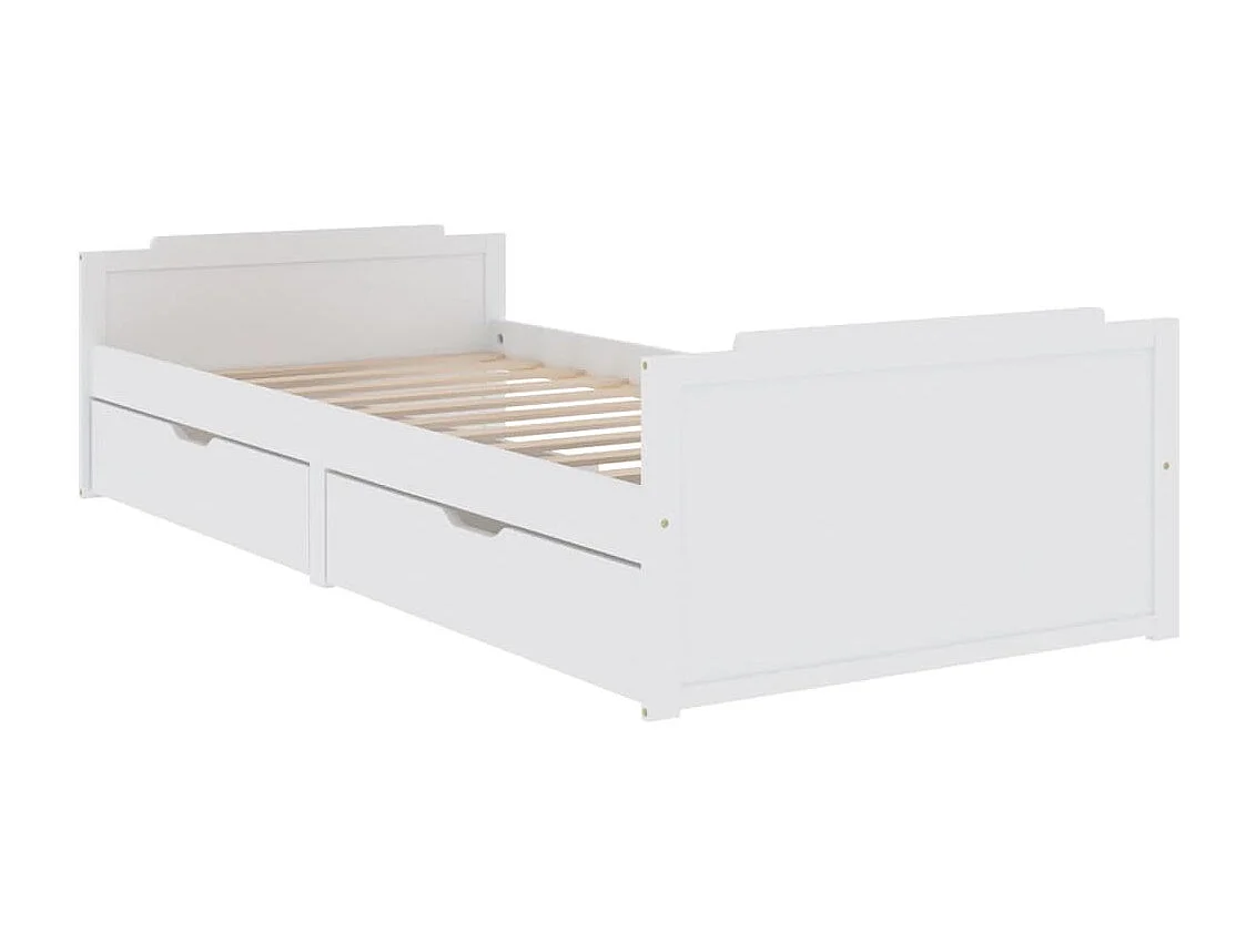 Lit-90x200 cm avec tiroirs Blanc Bois de pin massif EGGB78001