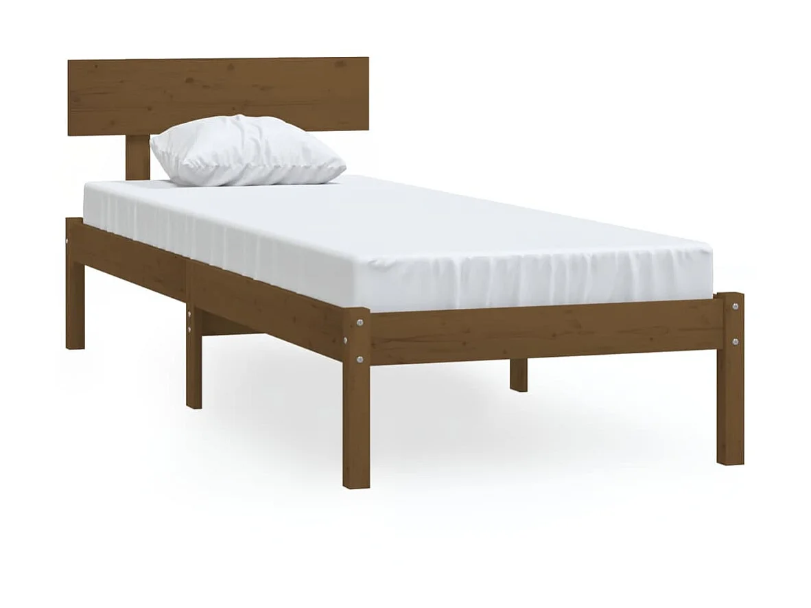 Cama solteiro 90x190 cm pinho maciço castanho mel PT315810