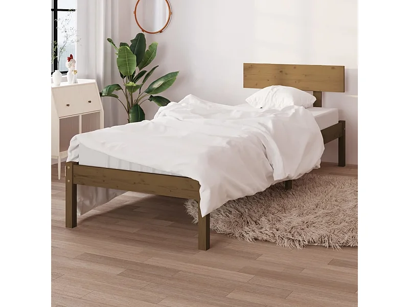 Cama solteiro 90x190 cm pinho maciço castanho mel PT315810