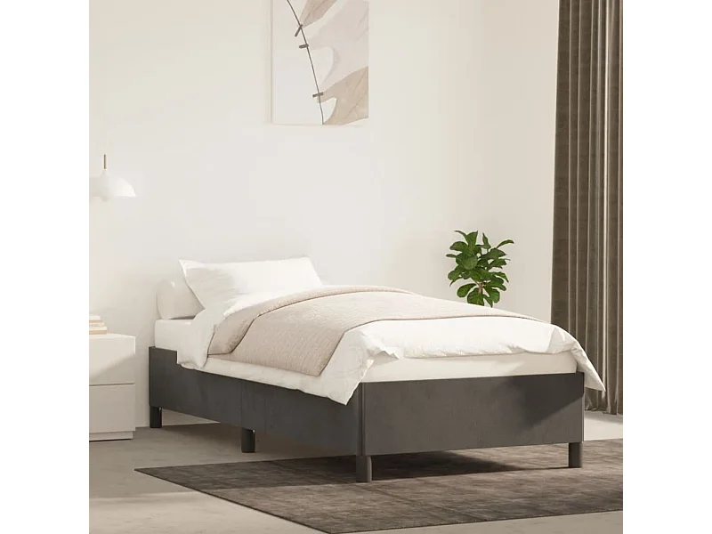 Cama 90x190 cm veludo cinzento-escuro PT657202