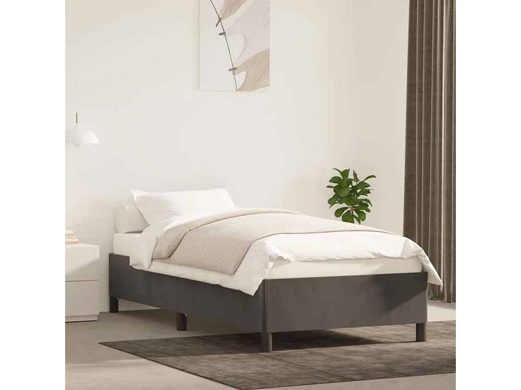 Cama 90x190 cm veludo cinzento-escuro PT657202