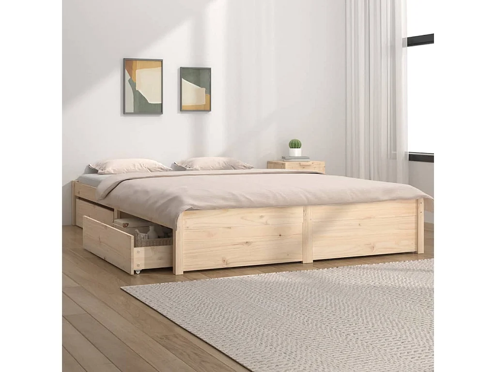 Lit-150x200 cm avec tiroirs Très grand EGGB24677