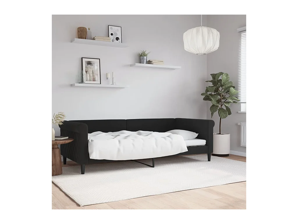 Lit-90x200 cm de repos noir velours EGGB60596