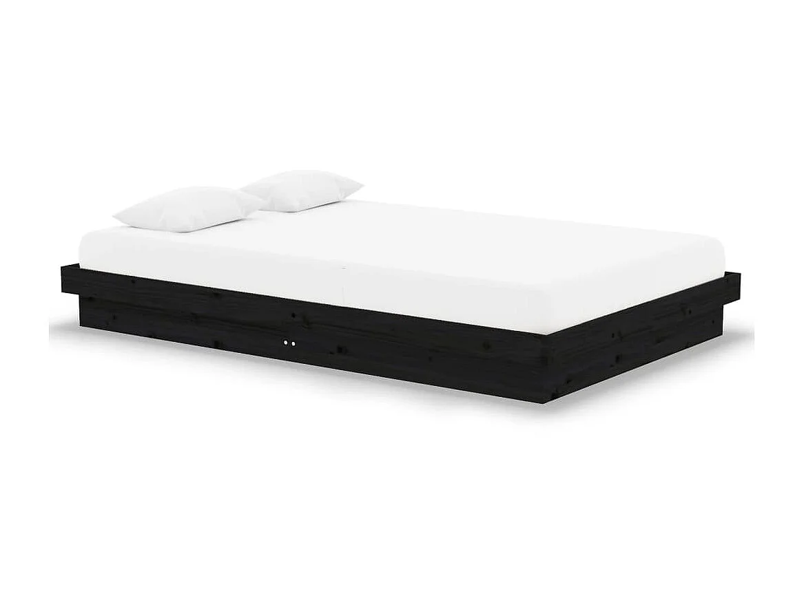 Lit-120x190 cm Noir Bois massif Petit double EGGB46091