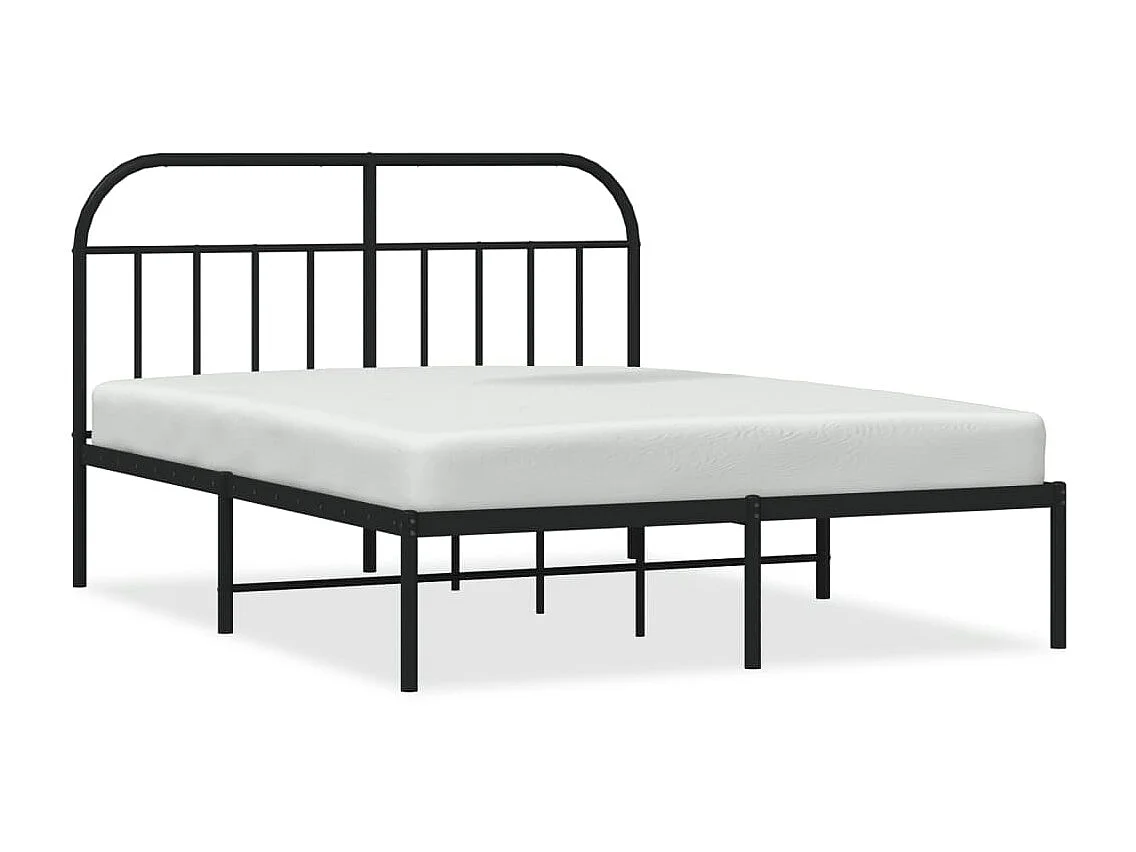 Cama 135x190 cm con cabecero metal negro ES53180