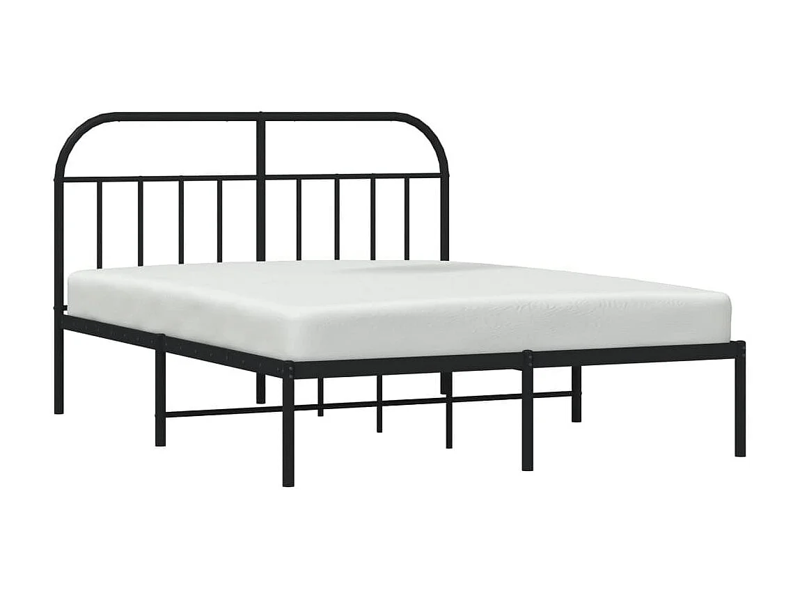 Cama 135x190 cm con cabecero metal negro ES53180