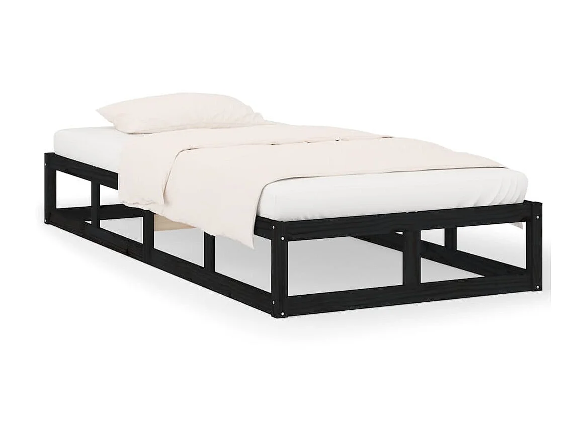 Lit-90x200 cm Noir Bois massif EGGB52823