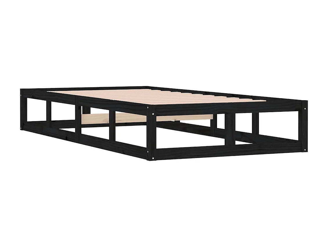Lit-90x200 cm Noir Bois massif EGGB52823