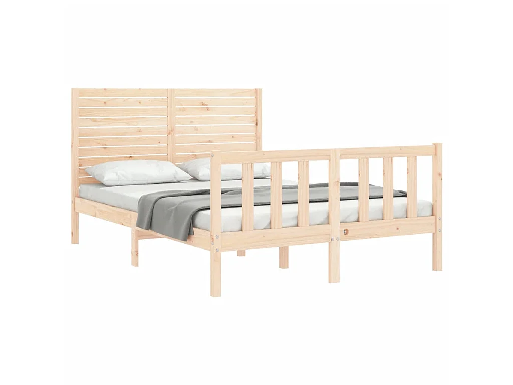 Cama com cabeceira 140x190 cm madeira maciça PT410974