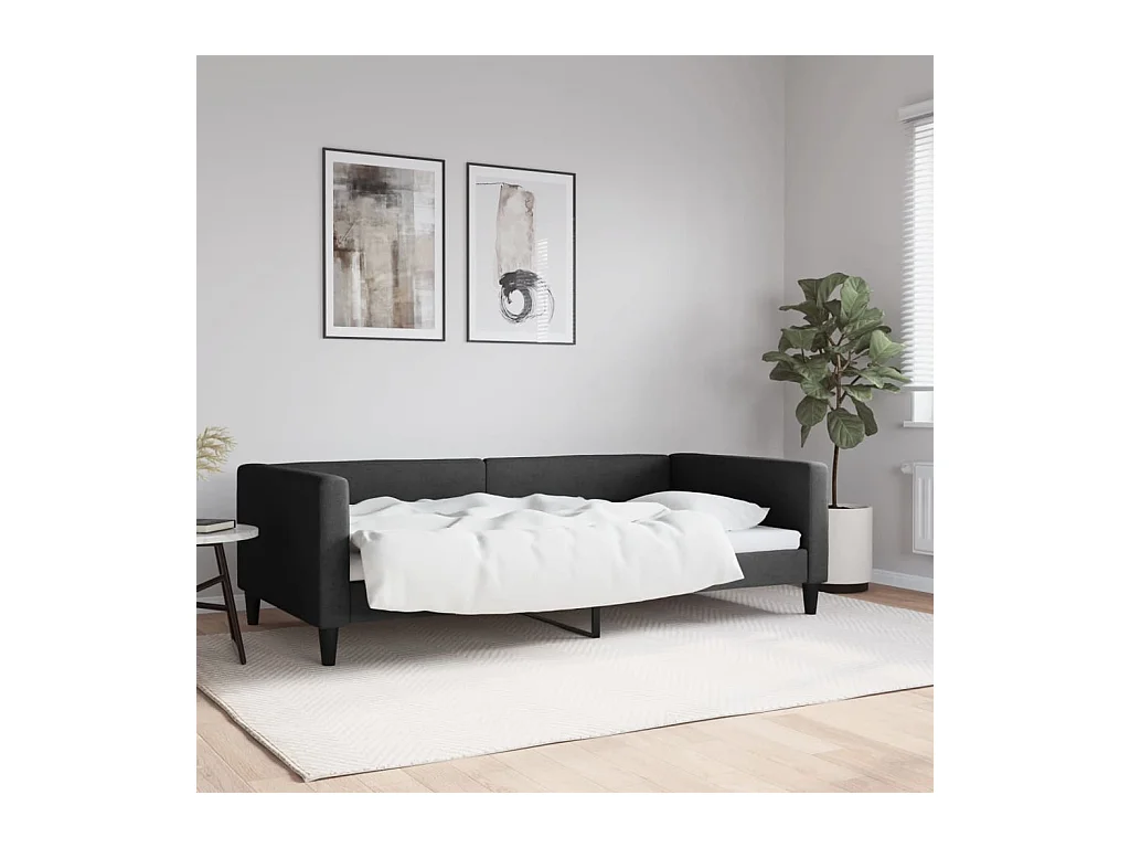 Lit-100x200 cm de repos noir tissu EGGB59800