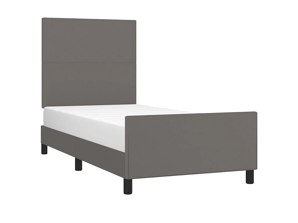 Cama - 100x200cm,c/ cabeceira couro artificial cinzento PT798007
