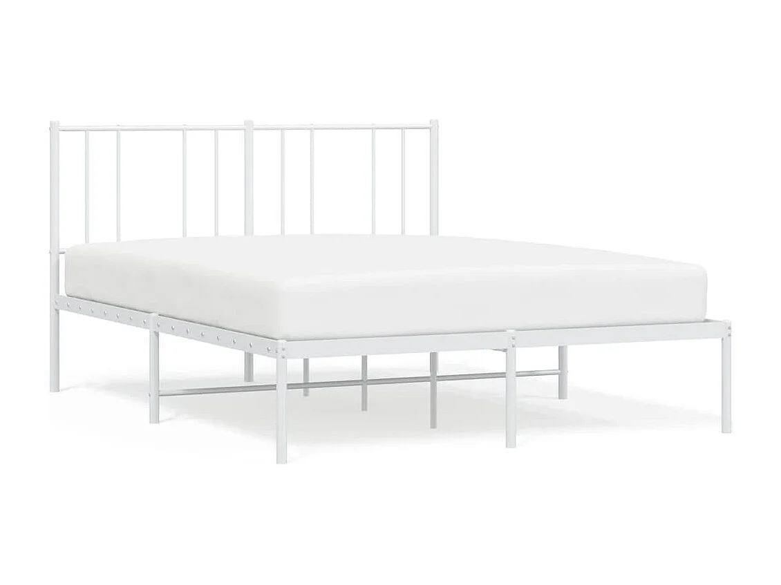 Lit-140x190 cm métal avec tête de lit blanc EGGB85896