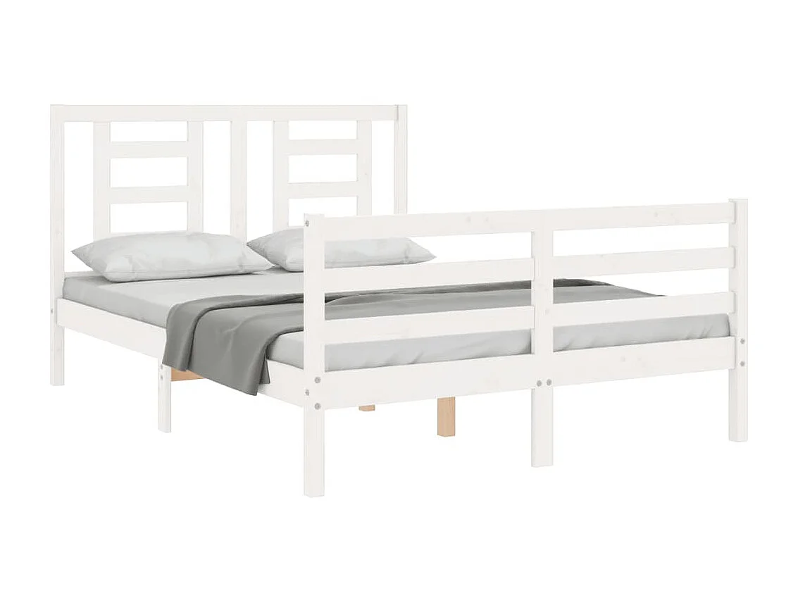 Cama com cabeceira 140x190cm madeira maciça branco PT882842