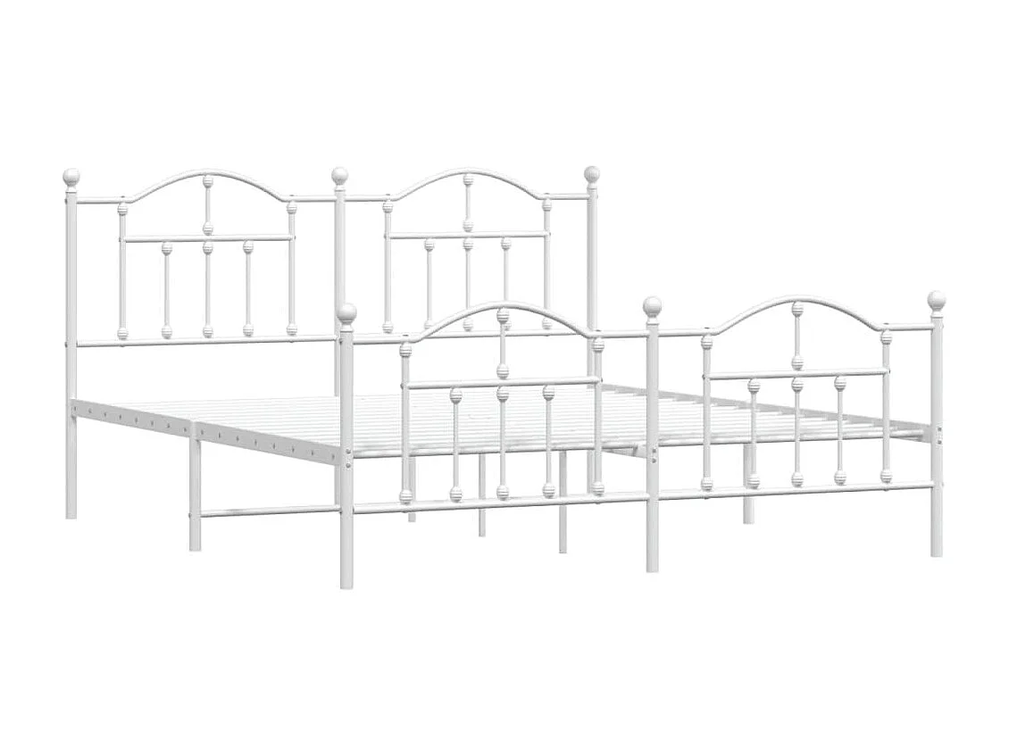 Lit-160x200 cm métal avec tête de lit/pied de lit blanc EGGB72073