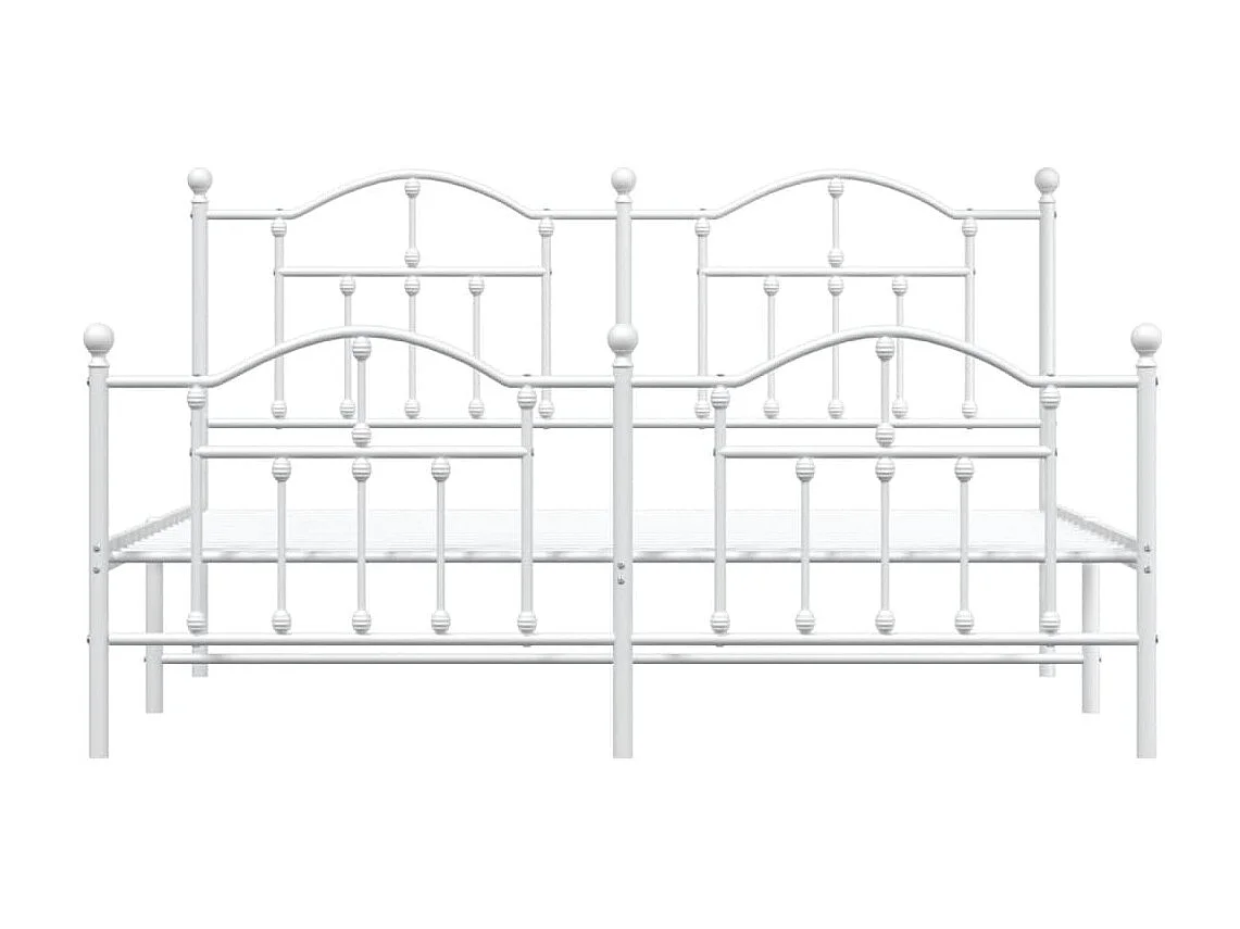 Lit-160x200 cm métal avec tête de lit/pied de lit blanc EGGB72073