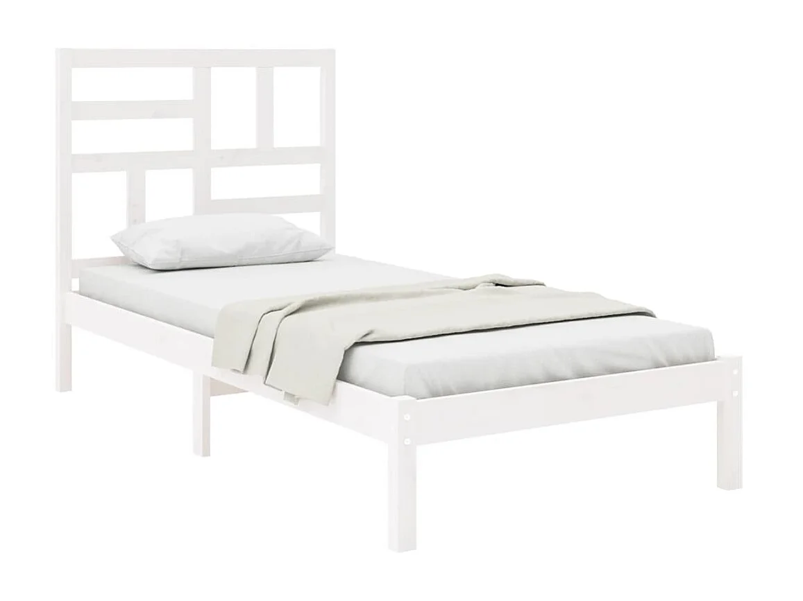 Cama 90x190 cm individual madera maciza blanco ES74444