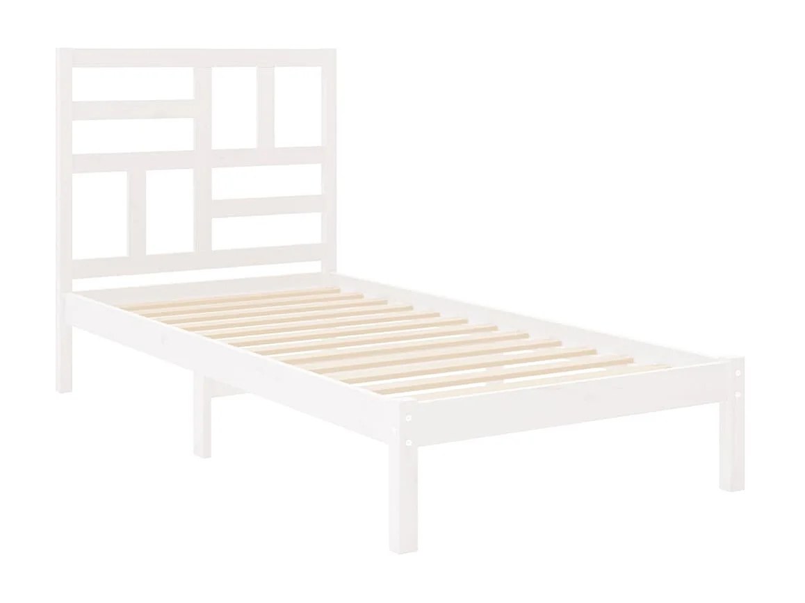 Cama solteiro 90x190 cm madeira maciça branco PT126122
