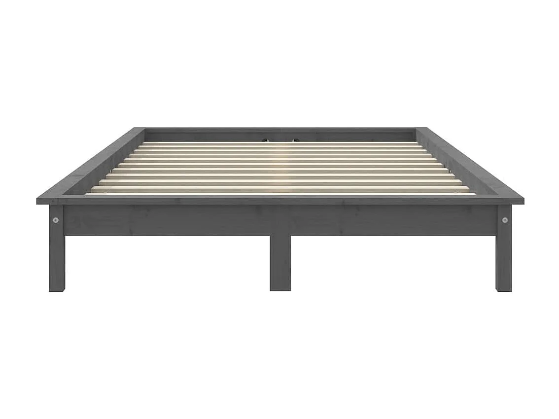 Lit-120x190 cm Gris Bois pin massif Petit Double EGGB59064