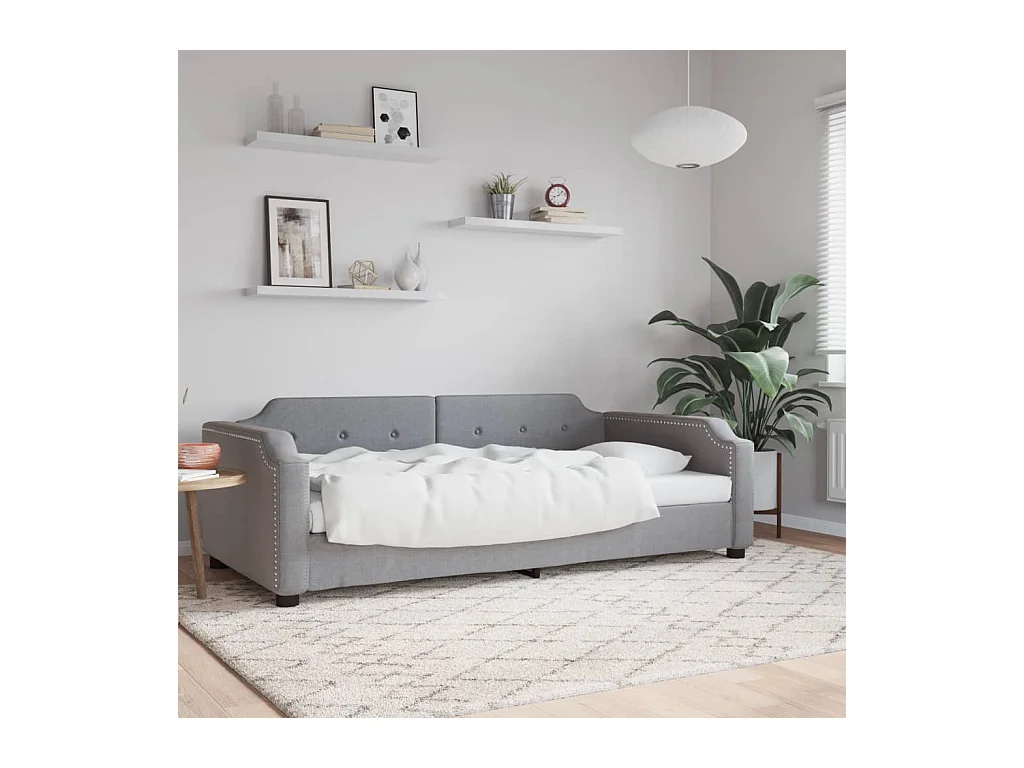 Lit-90x200 cm de repos gris clair Tissu EGGB40456