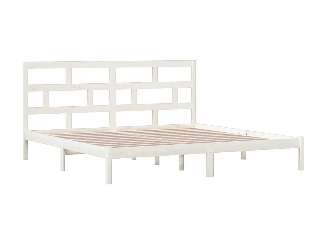 Cama 200x200 cm madeira de pinho maciça branco PT914941