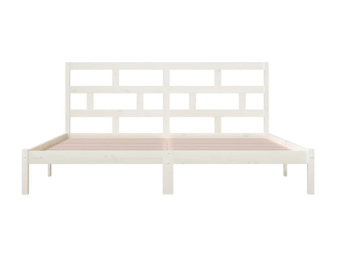 Cama 200x200 cm madeira de pinho maciça branco PT914941