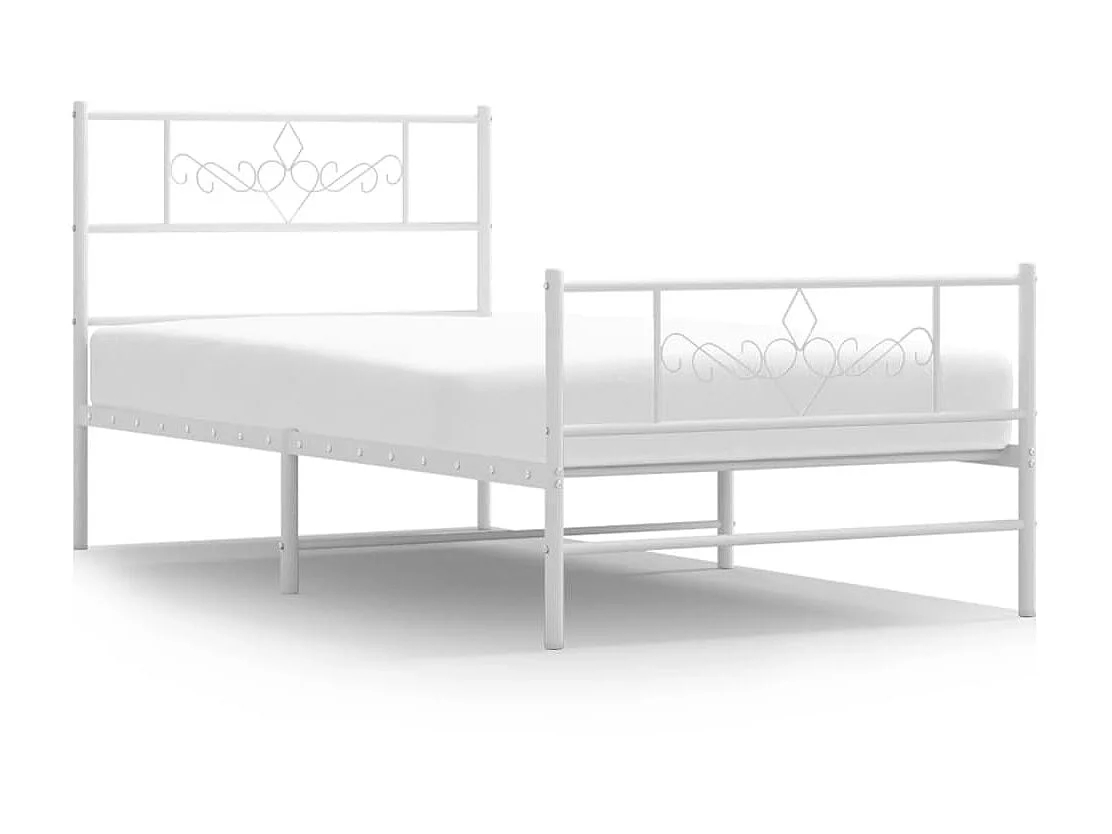 Lit-80x200 cm métal avec tête de lit/pied de lit blanc EGGB67750
