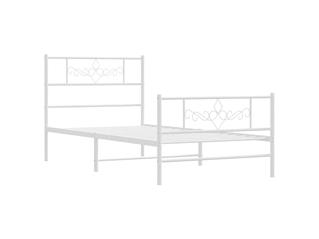 Lit-80x200 cm métal avec tête de lit/pied de lit blanc EGGB67750