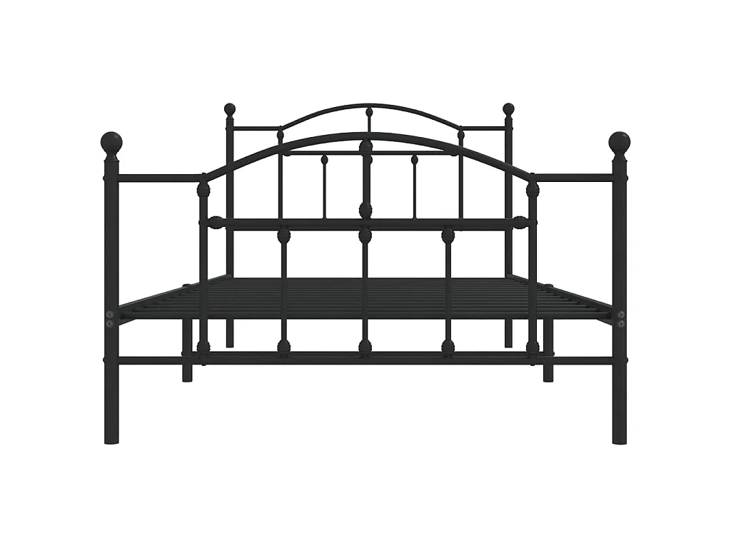 Lit-100x200 cm métal avec tête de lit/pied de lit noir EGGB25743