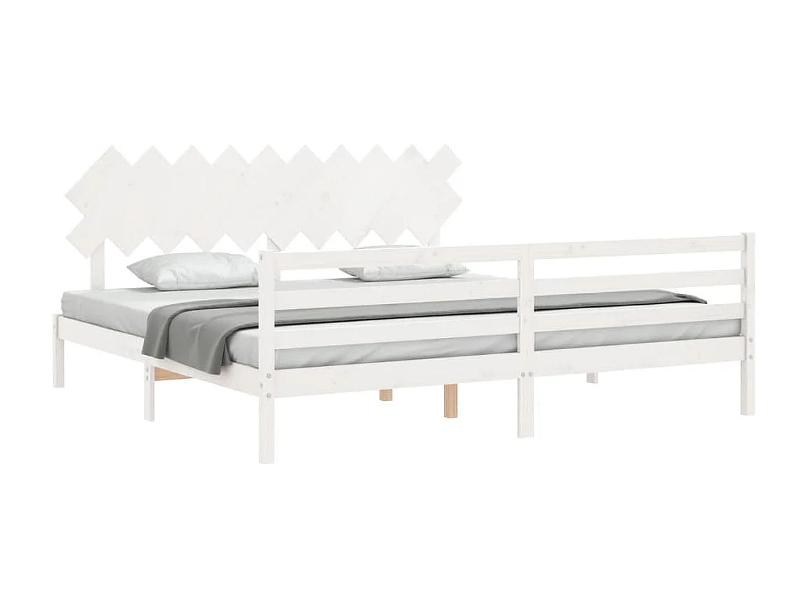 Lit-200x200 cm avec tête de lit blanc bois massif EGGB64386