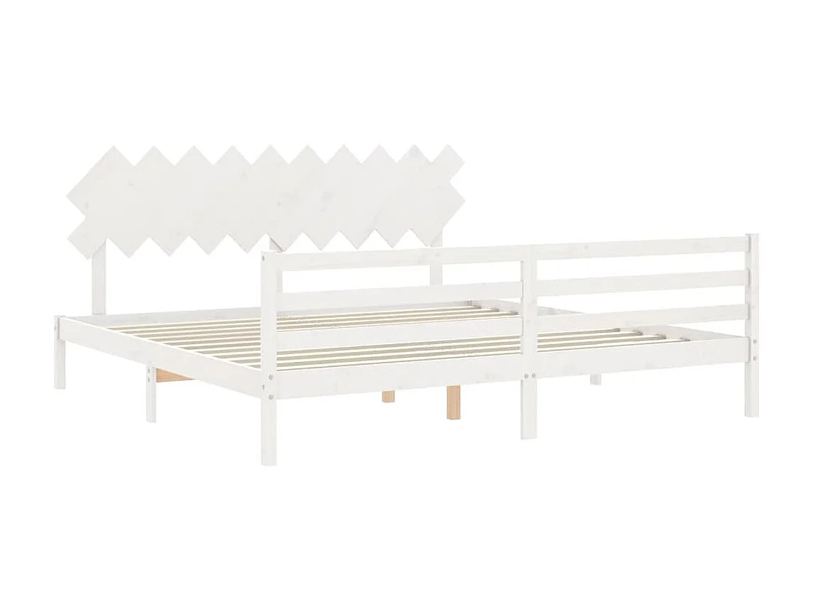 Lit-200x200 cm avec tête de lit blanc bois massif EGGB64386
