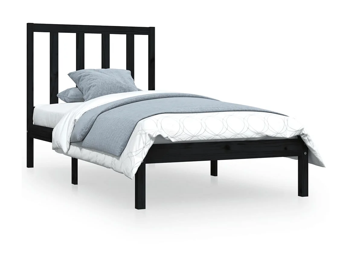 Cama 100x200 cm pinho maciço preto PT836282