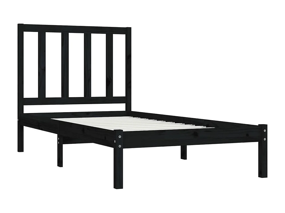 Cama 100x200 cm pinho maciço preto PT836282